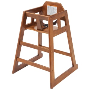 080-CHH104 29 3/4" Stackable Wood High Chair w/ Waist Strap, Walnut