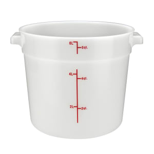 080-PPRC6W 6 qt Round Food Storage Container - Polypropylene, White