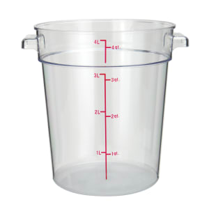 080-PCRC4 4 qt Round Food Storage Container - Polycarbonate, Clear