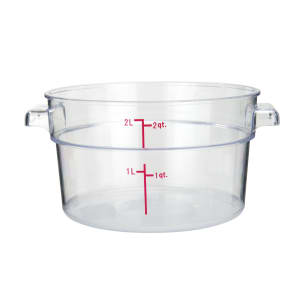 080-PCRC2 2 qt Round Food Storage Container - Polycarbonate, Clear