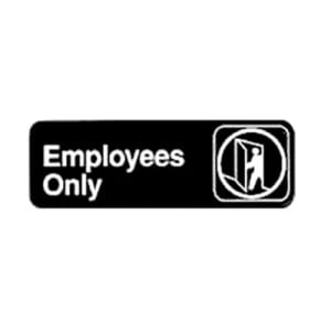 080-SGN305 Employees Only Sign w/ Symbol - 3" x 9", Black