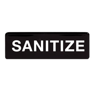 080-SGN329 Sanitize Sign - 3" x 9", Black
