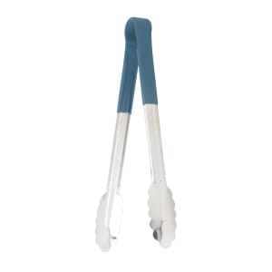 080-UTPH12B 12" Utility Tongs - Stainless Steel w/ Coated Handle, Blue