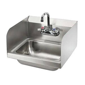 079-BKHSW1410SSPG Wall Mount Commercial Hand Sink w/ 13 3/4"L x 9 7/8"W x 5 3/8"D Bowl, Side Splashes