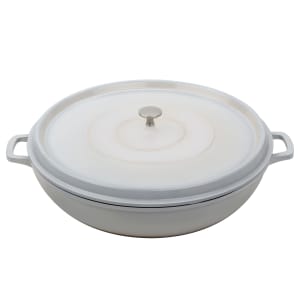 284-CA008AWHBKCC 4 qt Ceramic Coated Aluminum Braising Pan, Antique White
