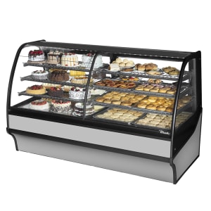 598-TDMDZ77GEGESS 77 1/4" Full Service Dual Zone Bakery Case w/ Curved Glass - (4) Levels, 115v
