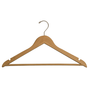 202-1070 17" Men's Flat Hanger - Wood w/ Chrome Hook