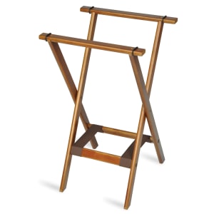 202-1170BSO 30"H Folding Tray Stand w/ Brown Straps - 18 1/2" x 17" Top, Wood Fram...