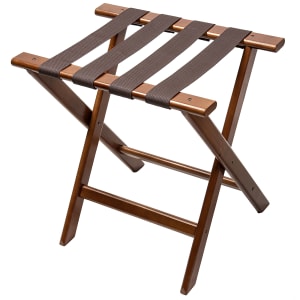 202-377DK Wood Luggage Rack w/ Flat Top - 19 3/4"W x 14"D x 19 3/4"H, Dark Finish