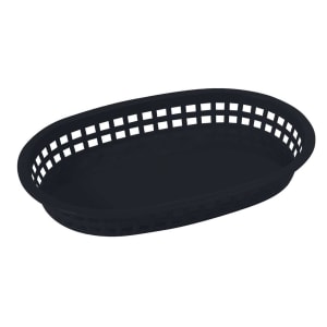 080-PLBK Oval Fast Food Basket - 10 3/4" x 7 1/4", Plastic, Black