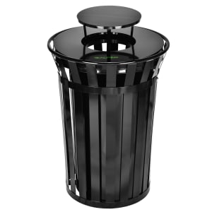 874-479381BLU 38 Gallon Outdoor Trash Receptacle w/ Lid - Metal, Blue