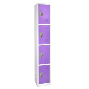 874-ADI629204PUR Four Section Locker w/ (4) Hooks - 12"W x 72"H, Steel, Purple