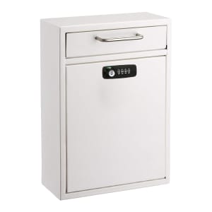 874-ADI63104WHIKC Wall Mount Lock & Combination Mailbox - 11 1/4"W x 4 3/4"D x 16 1/4"H, Stainless Steel, White
