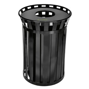 874-ALP47938 38 Gallon Outdoor Trash Receptacle - Metal, Black