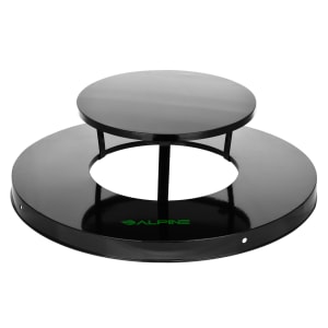 874-ALP47938A Round Rain Cap Trash Can Lid - Metal, Black