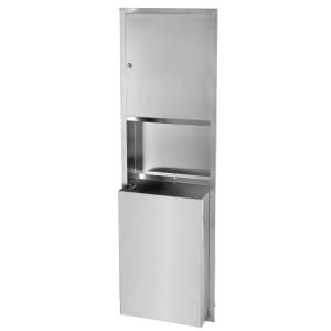 874-ALP492 12 Gallon Recessed Bathroom Trash Can w/ Paper Towel Dispenser, Stainless Steel