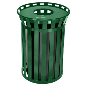 874-47938GRN 38 Gallon Outdoor Trash Receptacle - Metal, Green