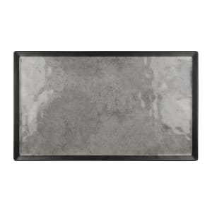 701-B177208SLVB 20 3/4" x 12 3/4" Rectangular Kobe Tray - Melamine, Black/Silver