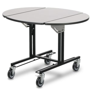 650-4969WDS Oval Room Service Table w/ (2) Bi Fold Drop Leaves - 36"L x 43"W, Laminate/Black Steel