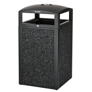 874-ALP47240GRYS 40 gal Outdoor Trash Container w/ Ashtray - Metal, Gray Stone Panels