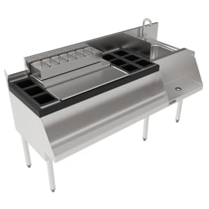 199-UCS60B 60" Cocktail Station w/ 78 lb Ice Bin, Stainless Steel