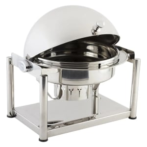 017-11001D 8 qt Round Chafer w/Roll-top Lid & Chafing Fuel Heat