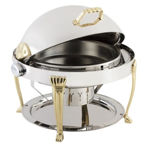 017-12009 8 qt Round Chafer w/Roll-Top Lid & Chafing Fuel Heat