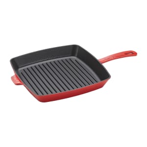 103-12123006 12" Square Grill Pan w/ Handles - Enameled Cast Iron, Cherry