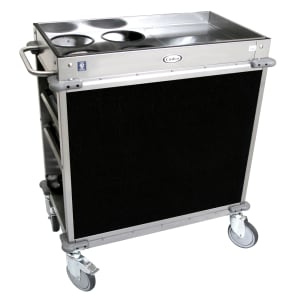 516-BC2L6 Mobile Beverage Service Cart w/ (2) Shelves & (2) Drawers, Stainless Steel/Black Laminate