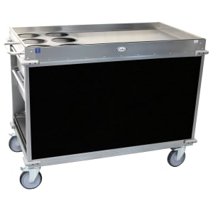 516-BC3L6 Mobile Beverage Service Cart w/ (2) Shelves & (4) Drawers, Stainless Steel/Black Laminate