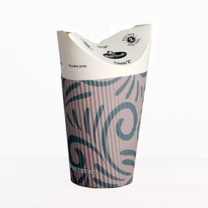 909-D20RWH #ReadyFresh® 20 oz Disposable Hot Cup w/ Integrated Lid & Sleeve - Paper, Printed
