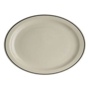 706-HL2601743 11 3/8" x 9" Oval Black Line Platter - China, Ivory