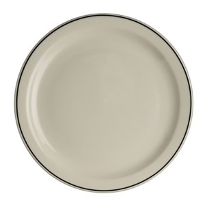 706-HL2131743 7 1/4" Round Black Line Plate - China, Ivory