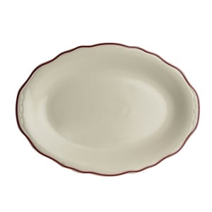 706-HL5270866 12 5/8" x 9 3/4" Oval Styleline Platter - China, Maroon