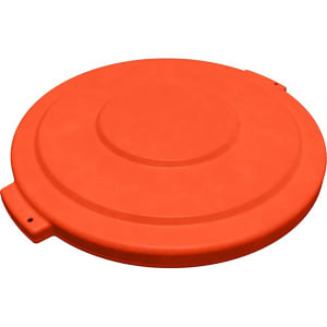 028-84103324 Round Flat Top Lid for 32 gal Trash Can - Plastic, Orange