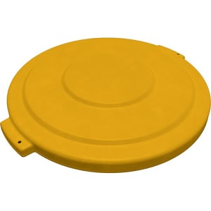 028-84103304 Round Flat Top Lid for 32 gal Trash Can - Plastic, Yellow
