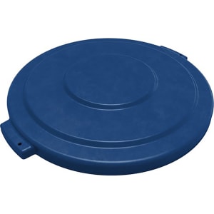 028-84103314 Round Flat Top Lid for 32 gal Trash Can - Plastic, Blue