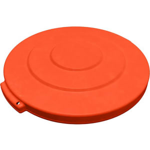 028-84101124 Round Flat Top Lid for 10 gal Trash Can - Plastic, Orange