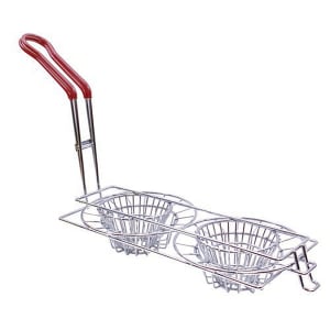 229-TB24039 Double Taco Cup Fryer Basket, 8", Stainless Steel