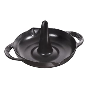 103-1200023 9 1/2" Enameled Cast Iron Vertical Roaster, Black Matte