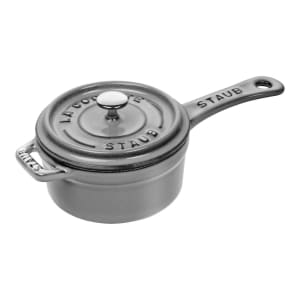 103-1241018 8 oz Enameled Cast Iron Mini Sauce Pan - 9 1/5" x 4", Graphite Gray