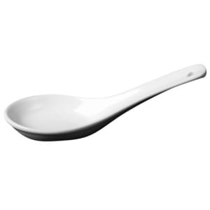 057-21009 5 1/2" Imperial Chinese Soup Spoon w/ Hole - Ceramic, White