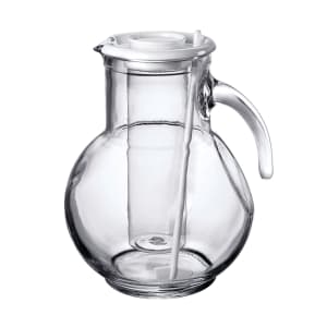 706-4923Q140 72 oz Glass Pitcher w/ Ice Chamber & Stirrer, White