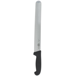 037-47645 Granton Edge Slicer Knife w/ 12" Blade, Black Fibrox® Nylon Handle