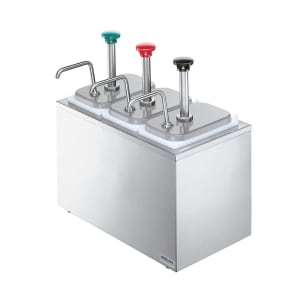 003-82870 Pump Style Condiment Dispenser w/ (3) Jars & Pumps, (1 1/4) oz Stroke, Stainless