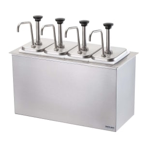 003-83720 Drop-In Condiment Dispenser w/ (4) Jars & Pumps, (1 1/4) oz Stroke, Stainless