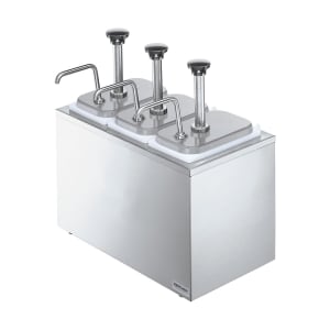 003-83790 Pump Style Condiment Dispenser w/ (3) Jars & Pumps, (1 1/4) oz Stroke, Stainless