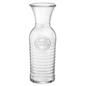 706-49119Q924 40 oz Officina Carafe w/ Embossed Stamp & Textured Rings - Glass, Clear
