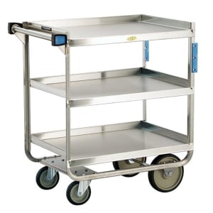 121-722 3 Level Stainless Utility Cart w/ 700 lb Capacity, Raised Ledges