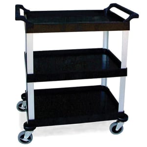 121-2500 3 Shelf Utility Cart w/ Push Handles, 300 lb Capacity, Black